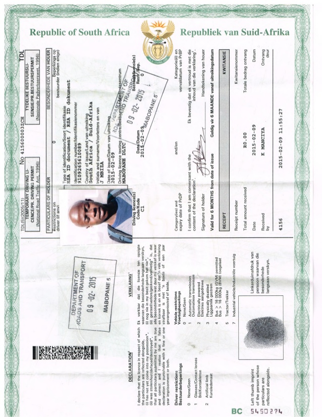 Fake South African Drivers License Template - neatgin